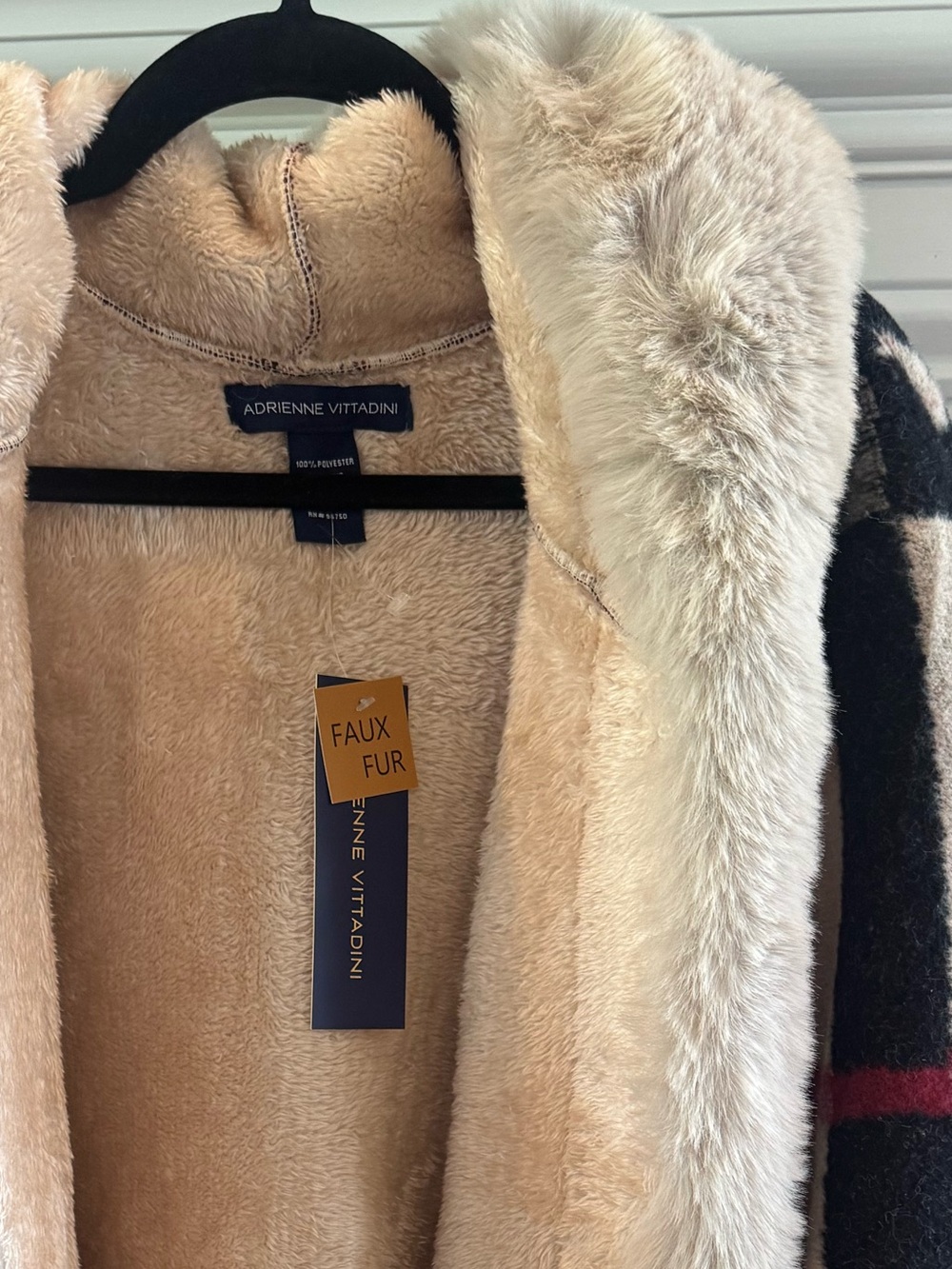 Adrienne Vittadini Cream Plush Faux Fur cape